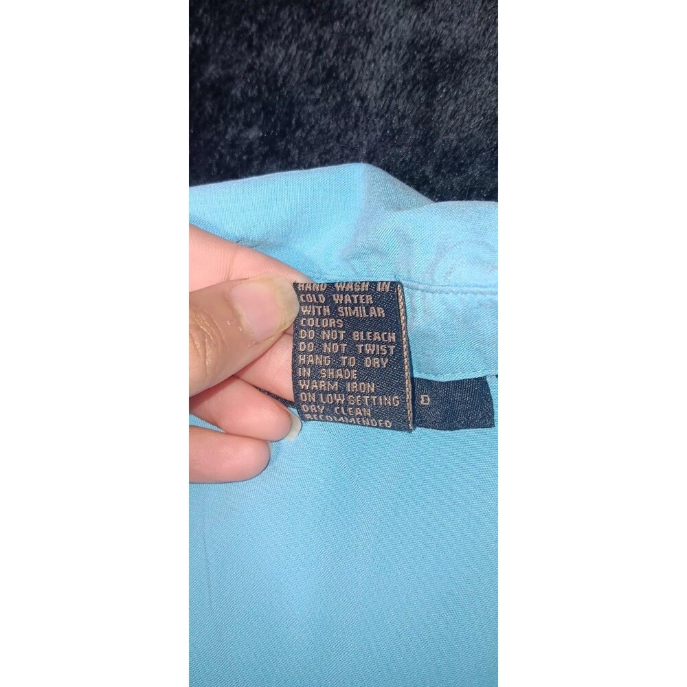 Silkland 100% Silk Sleeveless Button Blouse S Aqua Blue Quiet Luxury Old Money - Picture 3 of 11